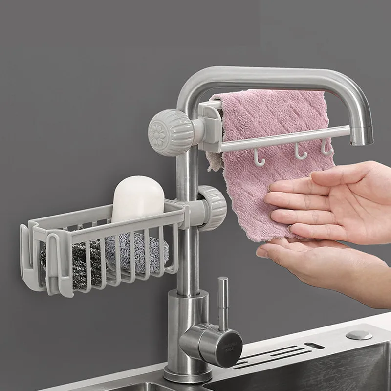 

Kitchen Bathroom Put Sponge Drain Drying Rack Faucet Toilet Sink Suction Sponge Holder Hanging Space Saving Shelf Storage Holder