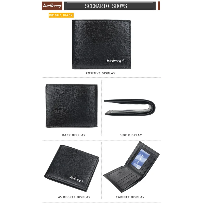 

Для мужчин короткий бумажник двойного сложения Искусственная кожа денег кошелек клатч держатель для карт мужской Бизнес тонкие кошельки