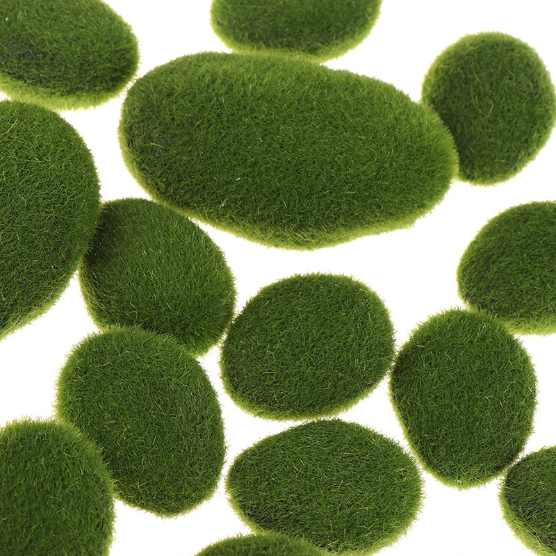30 шт. 3 Размеры искусственного камня Мосс Rocks декоративные Зеленый мох мячи для