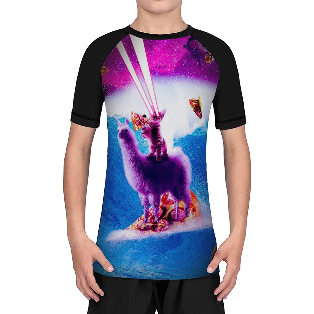 Топ компрессионный с короткими рукавами лазерный топ изображением космических