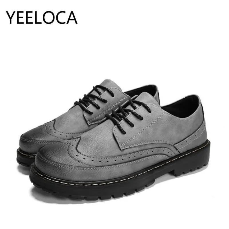 Мужские одноботинки YEELOCA ботильоны в британском стиле на шнуровке Нескользящие