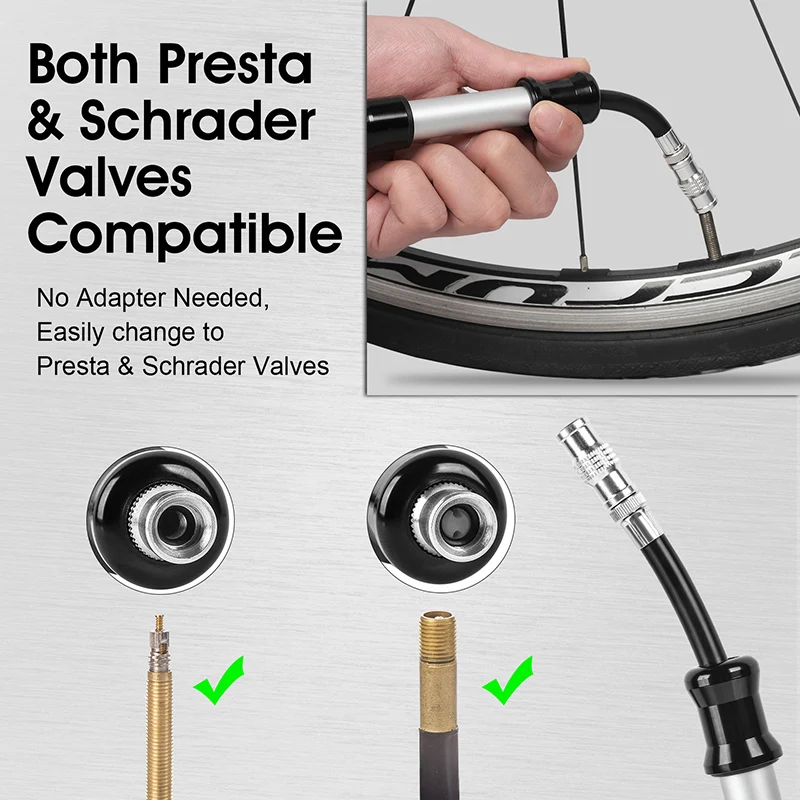 WEST BIKING Mini Bike Pump Aluminum Alloy Bicycle Air Ball Tire Inflator AV/FV Nozzle MTB Mountain Cycling Hand | Спорт и