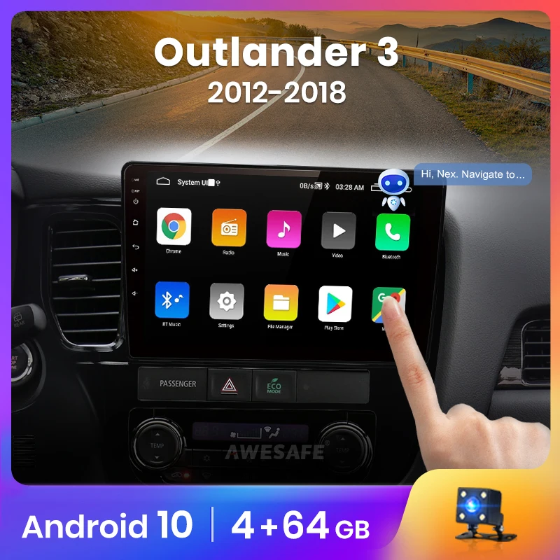 Автомагнитола AWESAFE PX9 для Mitsubishi Outlander мультимедийный видеоплеер на Android 2012 2 Гб ОЗУ