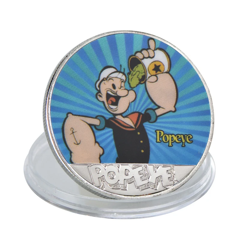 WR Popeye Серебристые Металлические копировальные монеты оригинальный мультяшный