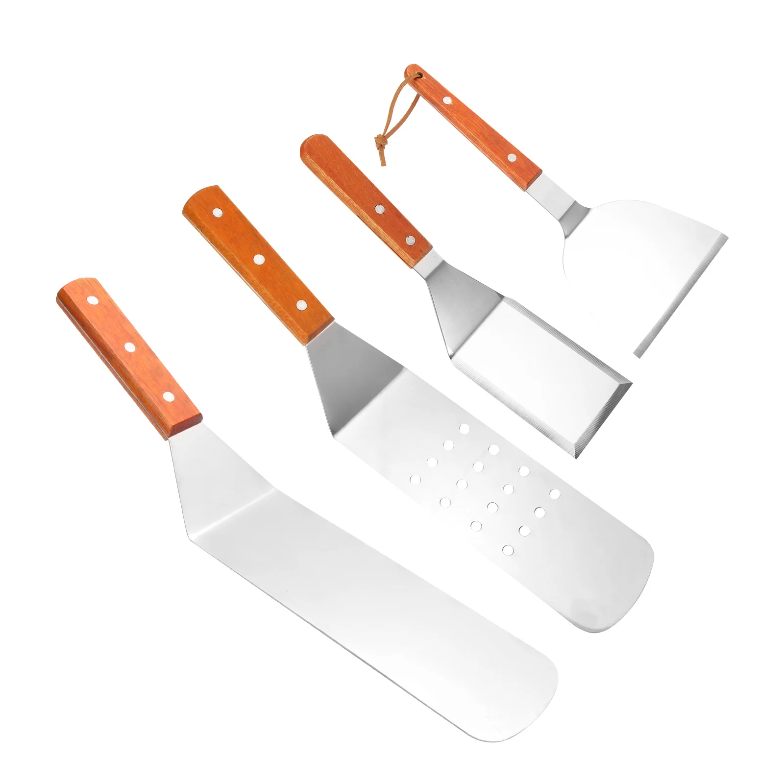 

Four Pieces Barbecue Tool Set BBQ Combination Grill BBQ Griddle Accessories Set Exclusive Griddle Tools Long Short Spatulas Set