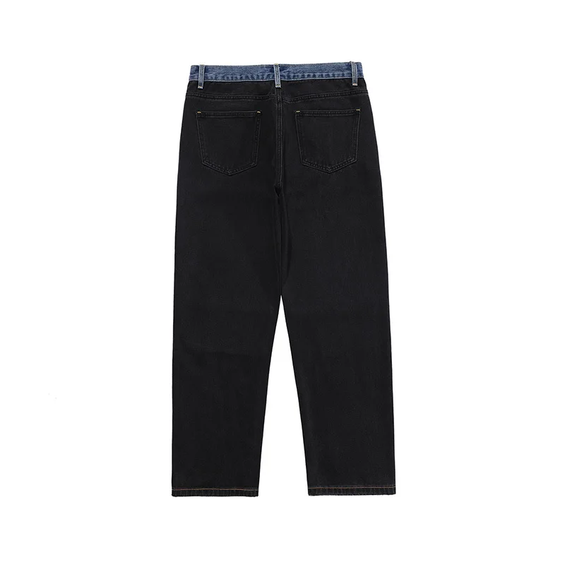 

IEFB High Street 2021 Spring Summer Men's Fake Pocket Stitching Loose Jeans Causal Contrast Color Casual Denim Pants New 9Y6071