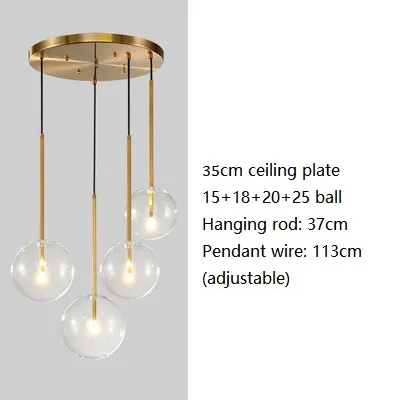 15 18 20 25cm round LukLoy, современная люстра, лампы, чердак, подвесные светильники для кухни, островная лампа, роскошный светодиодный подвесной светильник со стеклянным шаром - Цвет корпуса: 15 18 20 25cm round