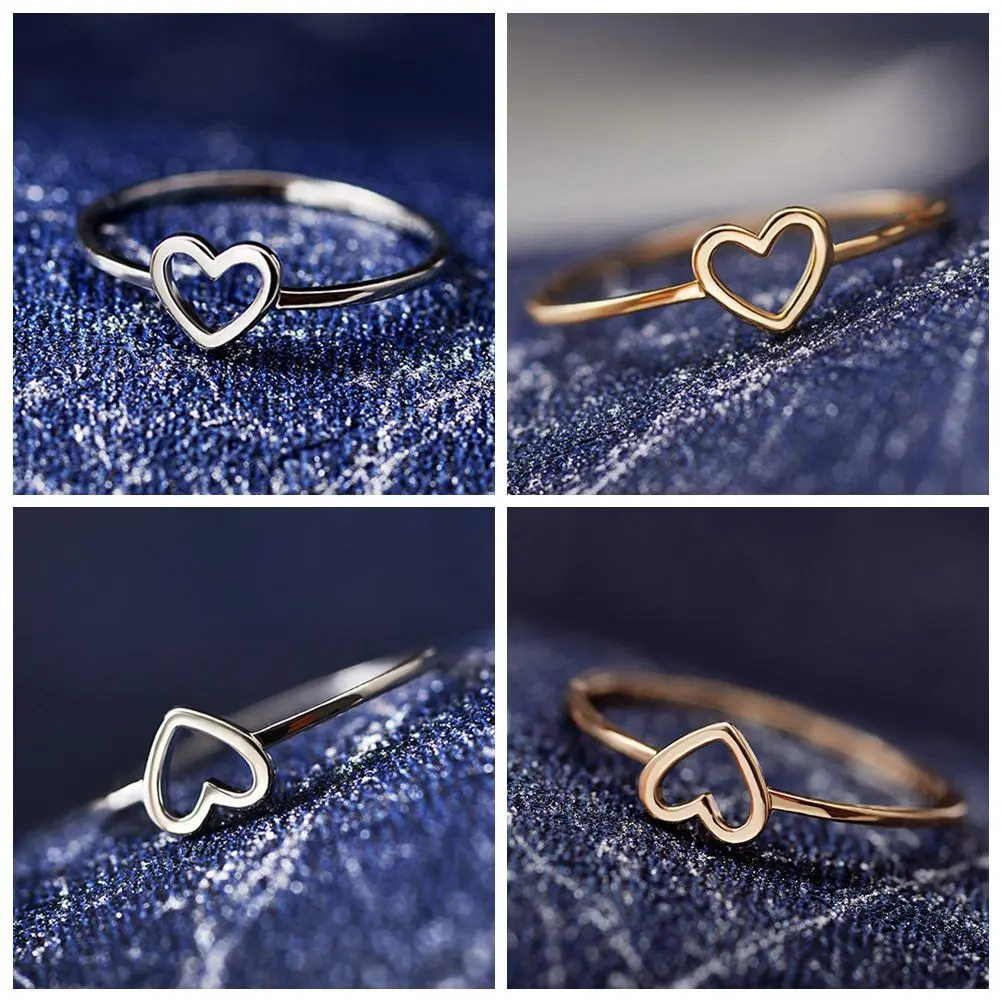 

1PC Dainty Women Ring Hollow Heart Ring For Couple Wedding Promise Infinity Eternity Love Jewelry Boho Anillos Mujer BFF Gifts