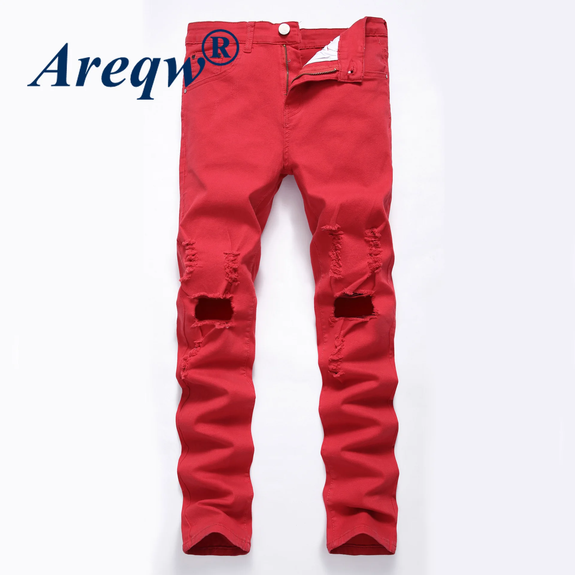 

Men's Jeans 2021 New Trend Ripped Holes Nostalgic Big Ragged Men's Denim Trousers Fashion Ripped Pants