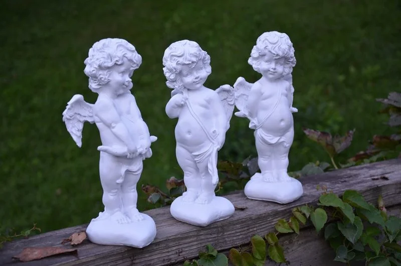 

Flower-Pot Sculpture Statue Angel-Candlestick Gardening-Ornament-Decor Cupid Yard Resin
