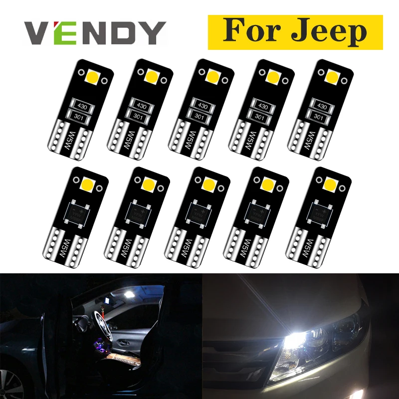 10 светодиодный т. W5W T10 Светодиодные лампы 2825 168 лампа для JEEP Cherokee xj Patriot Wrangler jk Liberty