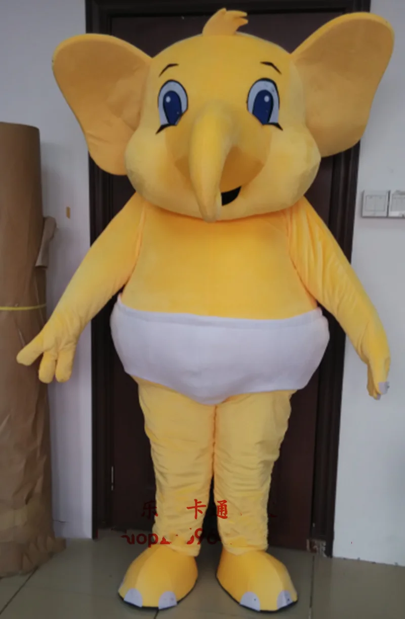 Милый костюм-талисман слон в виде слона Маскотте с большими ушками костюм для