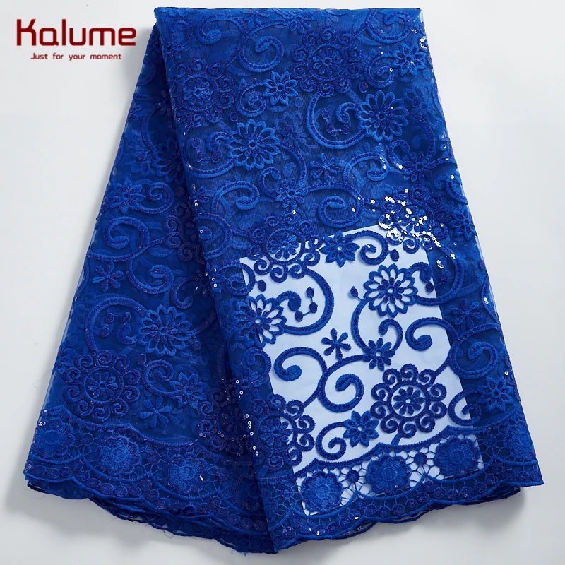 

Kalume 2021 Latest African Lace Fabric High Quality Nigerian Milk Silk Lace Fabric Sequins French Mesh Lace Fabric For Sew F2321