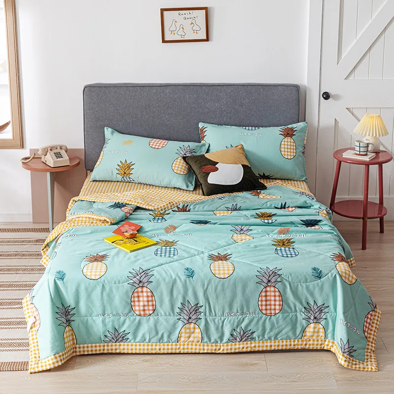 Летнее одеяло с фруктами Крутое тонкое Хлопковое двойным кондиционированием