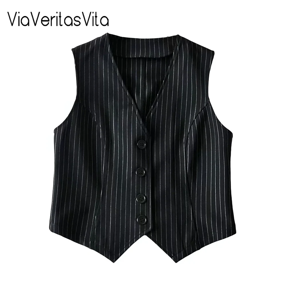 

Женская Полосатая куртка на пуговицах для отдыха на природе, жилет без рукавов, черный облегающий жилет в японском стиле Fanji жилет в стиле Ха...