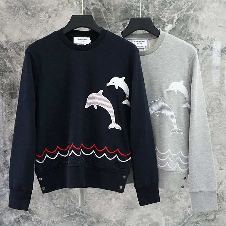 2022 Fashion New Spring Autumn Clothing Cotton Jacket Men Dolphin Pattern Sweatshirts O-Neck Casual Sportswear Coat