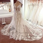 Lakshmigown платье принцессы кружевное свадебное платье сексуальный Свадебный халат 2022 Глубокий V-образный вырез цвета шампанского Тюль с открытой спиной