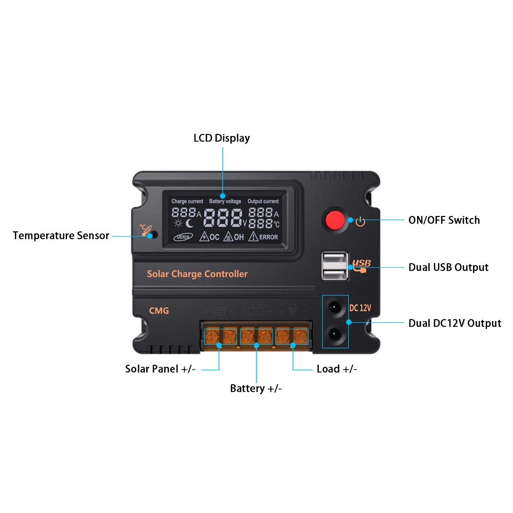 Горячая новинка Anself 10A/20A LCD контроллер заряда панели батареи Регулятор Авто