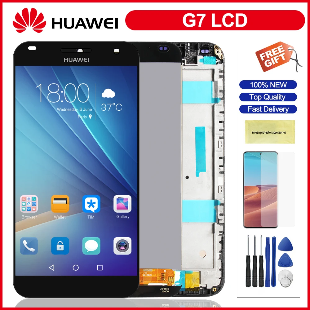 

ЖК-дисплей 5,5 дюйма для Huawei Ascend G7, ЖК-дисплей, сенсорный экран, дигитайзер в сборе, Замена для Huawei G7, G7-L01, дисплей