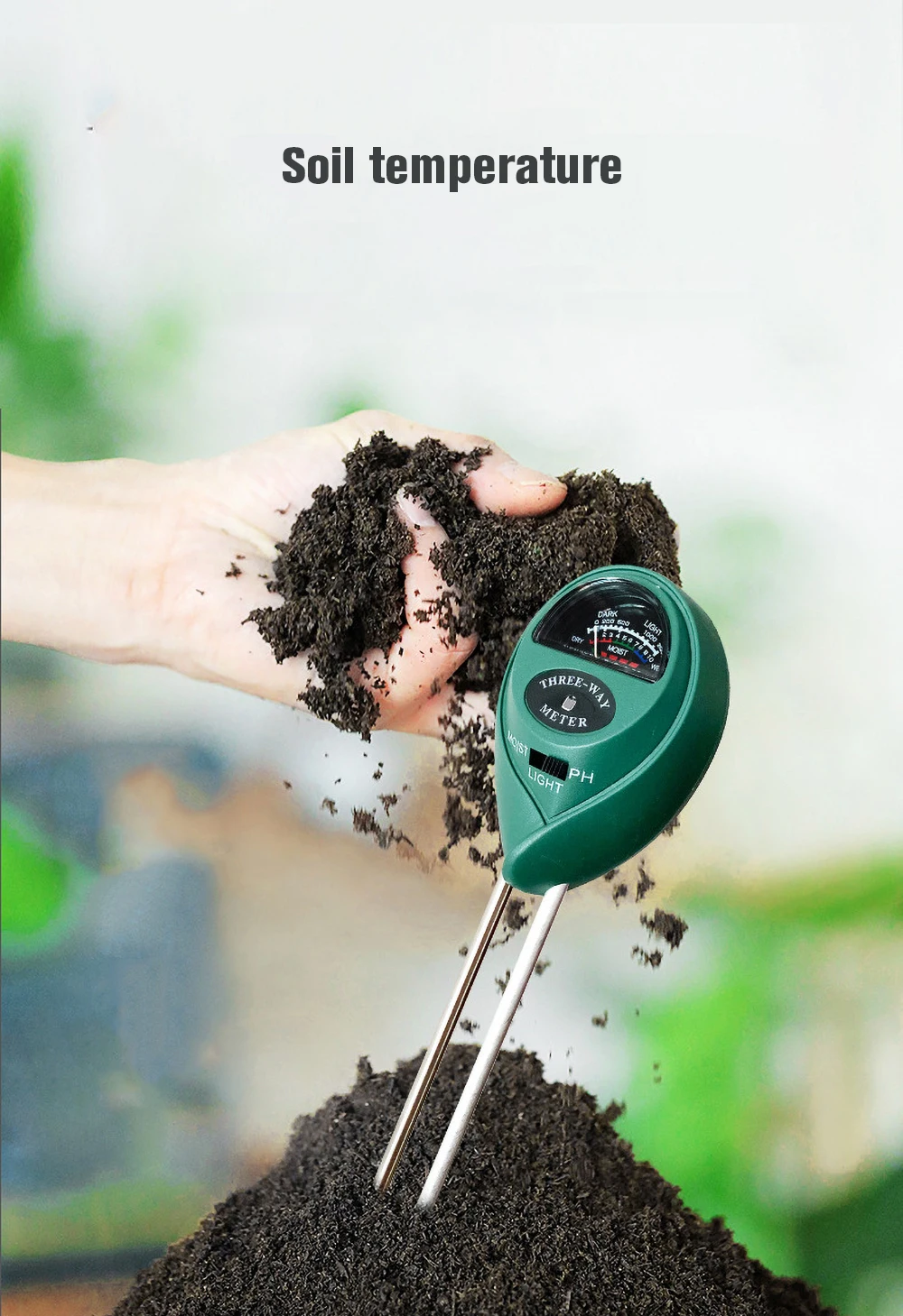

3 in1 PH Tester Soil Water Moisture Light Test Meter Kit For Garden Flower Plant