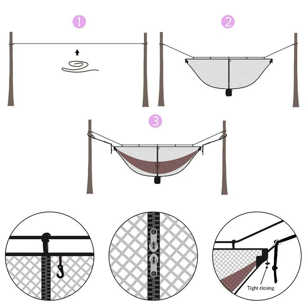 Портативный уличный гамак для кемпинга подвесная кровать с москитной сеткой
