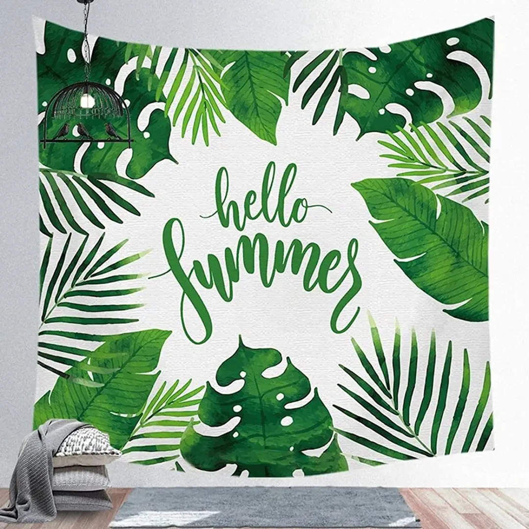 

Tapestry Green banana leaf letters Tapestries Home Art Decor Wall Hanging Living Room Decorations Psychedelic for Bedroom Dorm