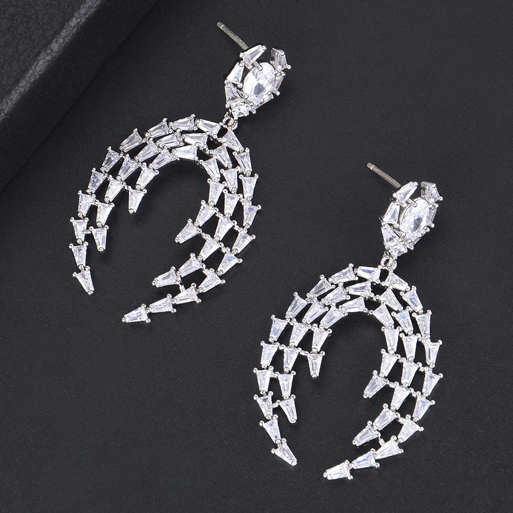 

KellyBola Luxury High Quality Irregular Geometry Shape Full Cubic Zirconia Drop Dangle Earrings For Women Girls Daily Jewelry