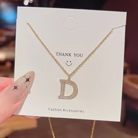 new fashion personality diamond d letter titanium steel necklace female temperament simple and exquisite clavicle chain