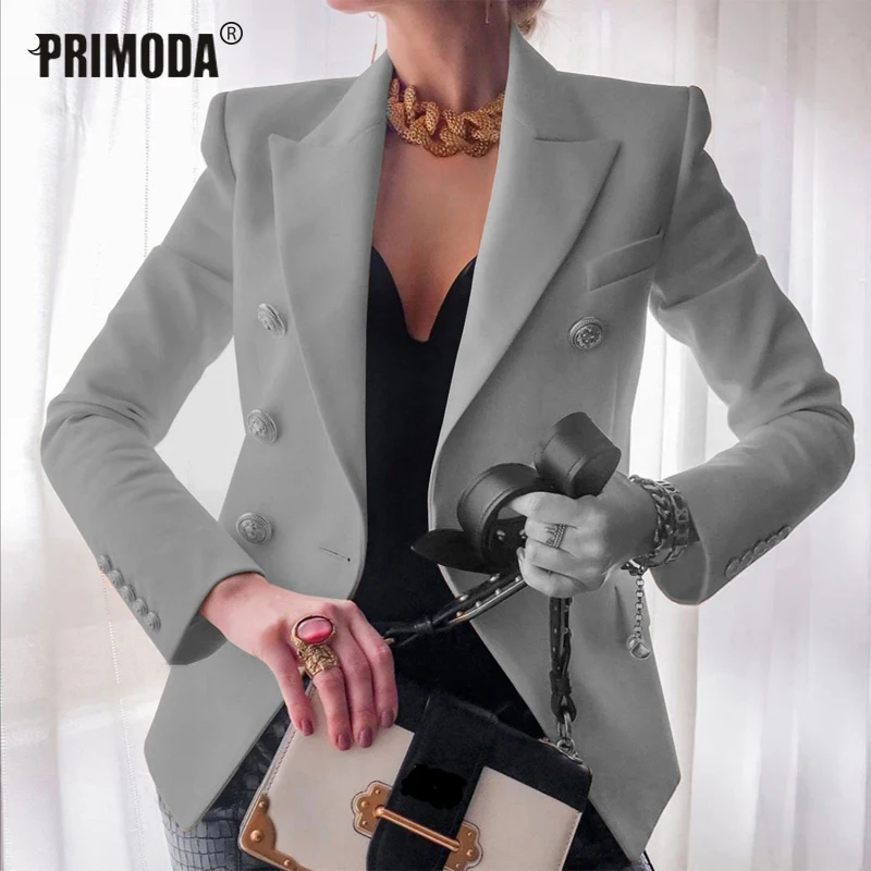 

Slim Spring Autumn Notched Jacket Black Fashion Women Elegant Fit Long Sleeve Work Blazer Office Lady Buttons Blazers PR1841G