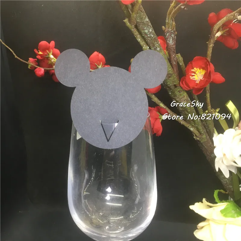 50 шт./лот Бесплатная доставка Лазерная резка mousekitty Дизайн Свадебное место имя