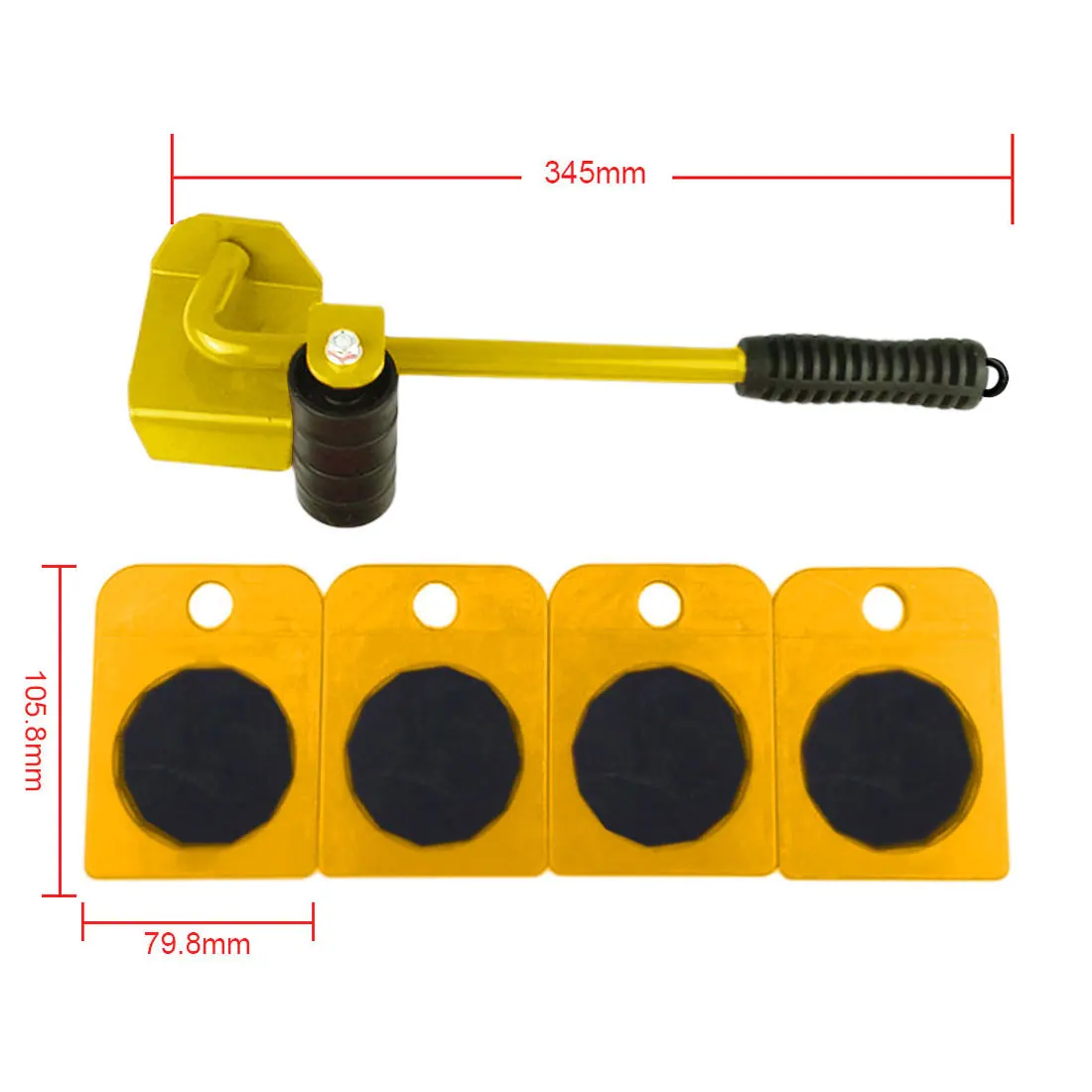 

5pcs/set Furniture Handling Tools Furniture mover Heavy Stuffs Moving 4 Wheeled Roller Bar Furniture Mover Tool
