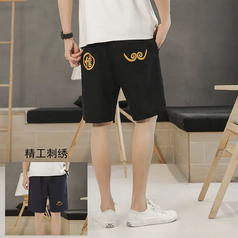 

Summer men's shorts loose and versatile, 5-point pants, large casual pants, Chinese style wide leg beach pants, men's wear