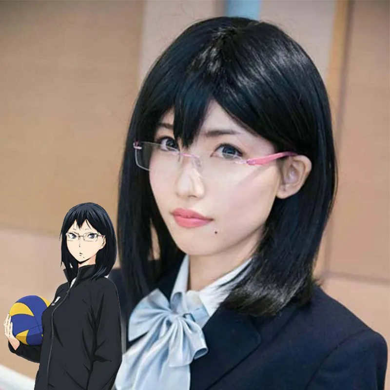Anime Cosplay Wig Haikyuu!! Volleyball Club Karasuno High School Kiyoko Shimizu Wigs Black Heat Resistant |