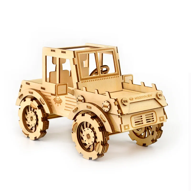 Лазерная резка 3D Деревянный пазл бисамолет Автомобиль Мотоцикл игрушки в сборе