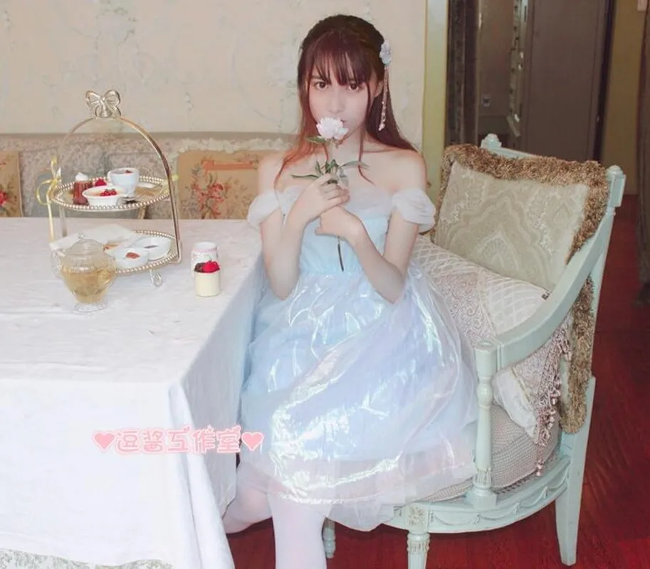 

Lolita Sweet Summer girls dress cute princess sky blue loli jsk dress kawaii vintage palaca Japanese Vestidos dress Ruffle