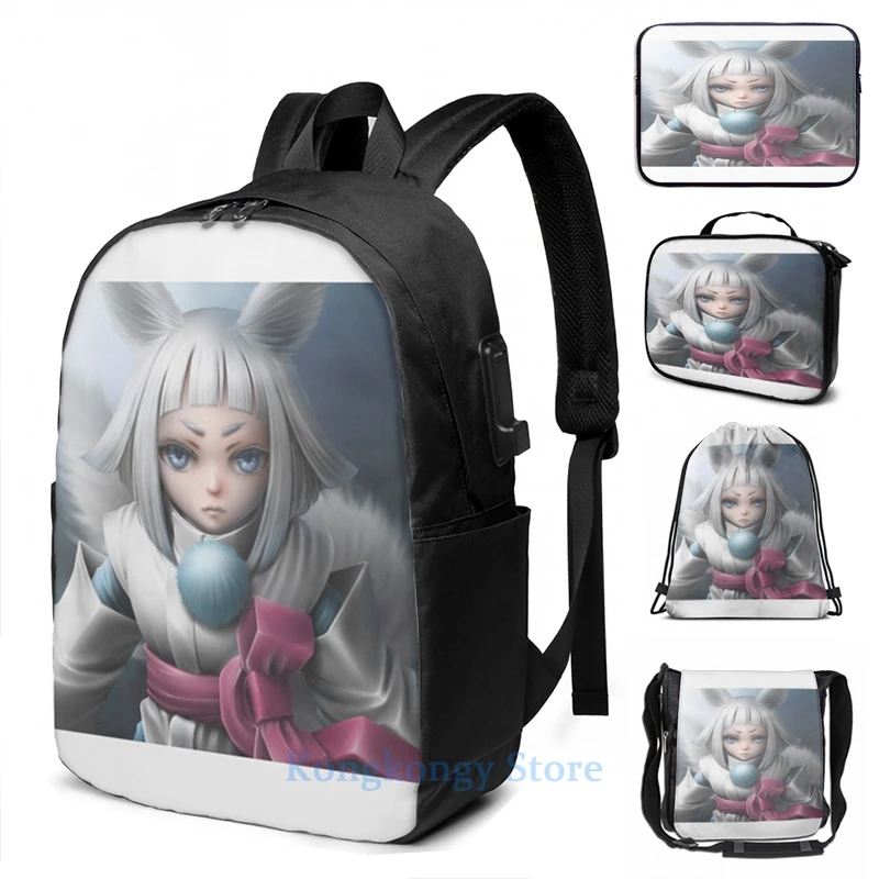 Забавный графический принт kon из Токио Ворон USB зарядка Рюкзак Мужские школьные