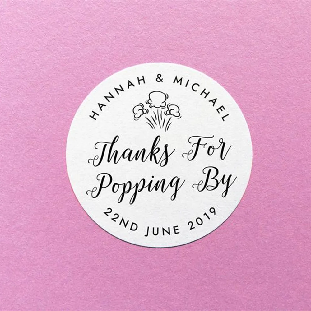 customize Thanks For Popping By Wedding gift Stickers Seals 