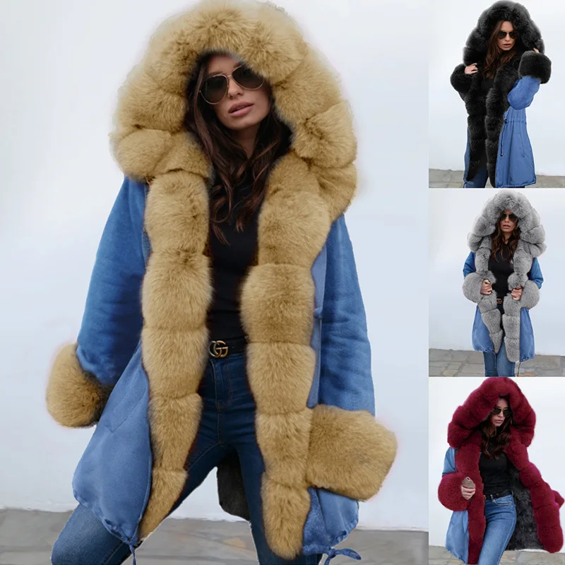 

Hirigin Faux Fur Winter Jacket Women 2019 New Warm Women Coat Fashion Big Designer Streetwear Witner Warmer Women Puffer Clothes
