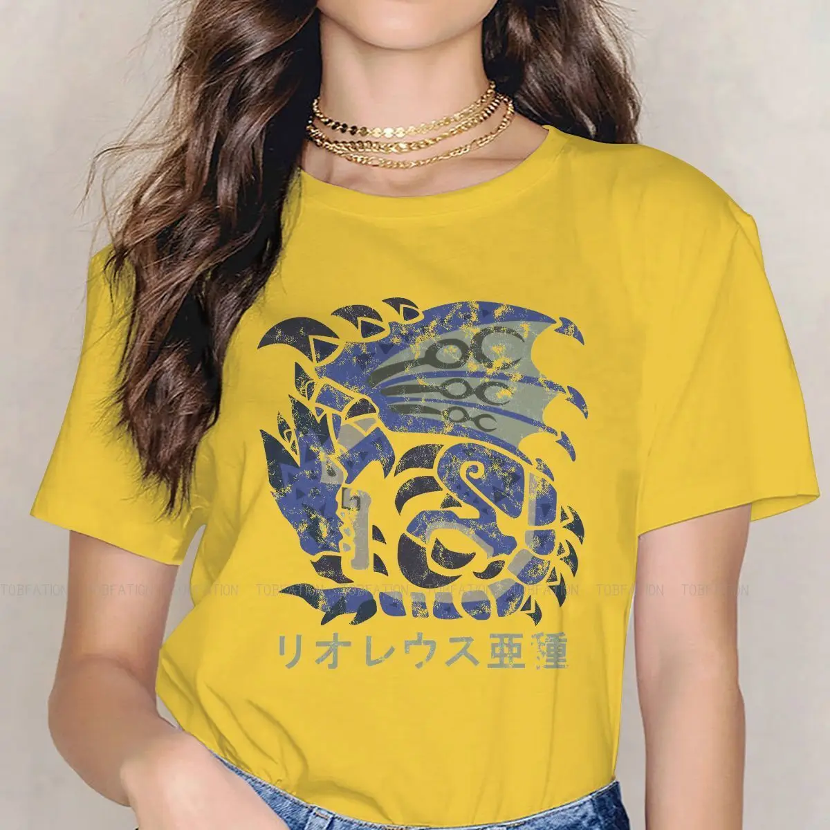 

Monster Hunter 100% Cotton TShirts World Azure Rathalos Kanji Icon Personalize 4XL 5XL Homme T Shirt New Trend Clothing
