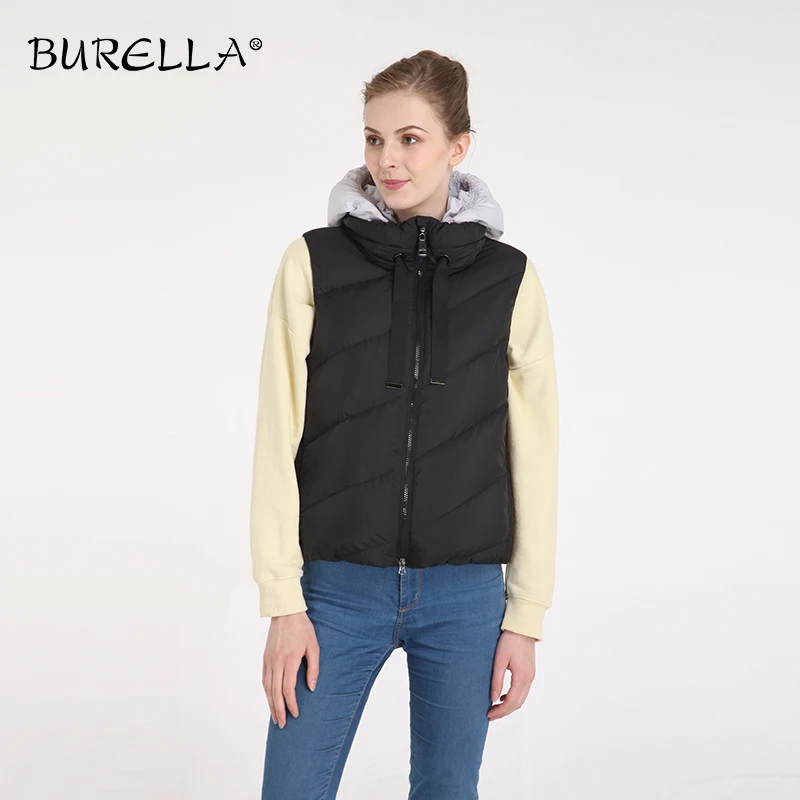 Женский приталенный пуховик BURELLA белый без рукавов с капюшоном VN 122PW зима