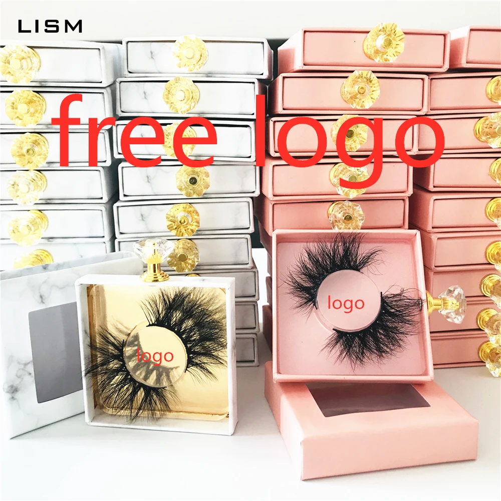Логотип наклейка оптовая продажа Мраморная коробка для ресниц искусственные 3d