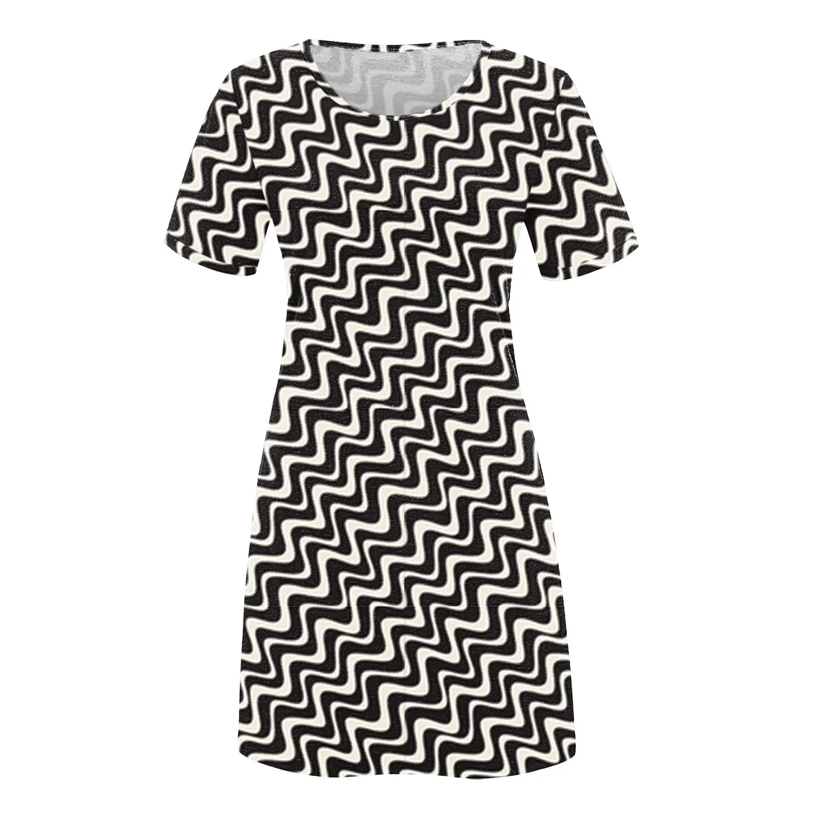 

Ladies Loose Mini Short Holiday Dress Fashion Women Casual Short Sleeve O-neck Printed Ladies Loose Mini Dress Vestidos