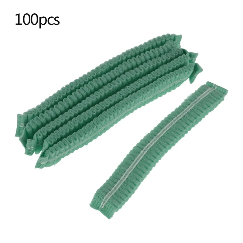 Non woven Green 100 шт одноразовые шапки для душа, нетканые плиссированные анти-пылевые женские мужские банные шапки для волос для спа-салона, аксессуары для душа и ванной - Цвет: Non woven Green