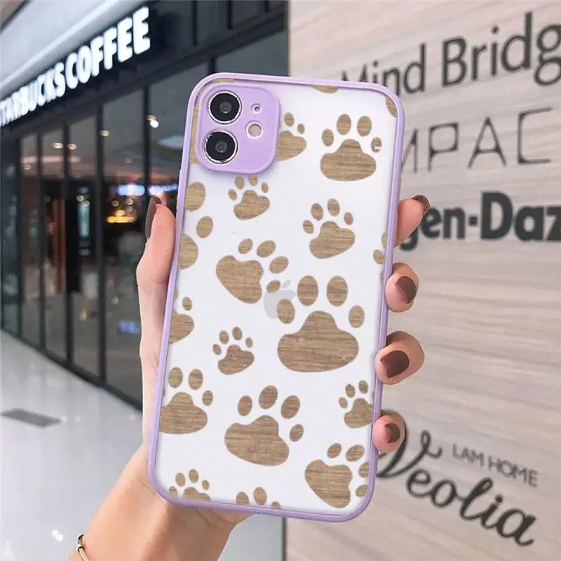 

Cute animal Dog feet pattern Phone Case matte transparent For iphone 7 8 11 12 plus mini x xs xr pro max cover