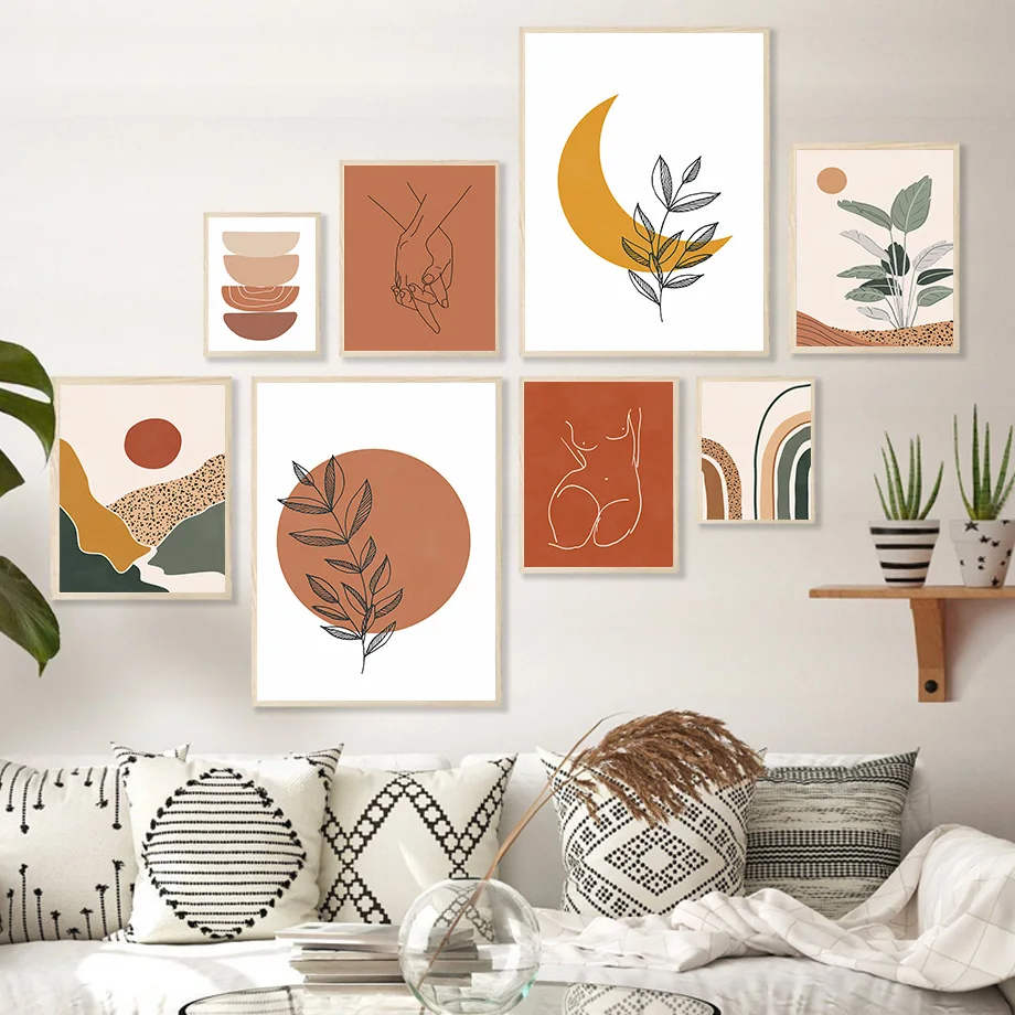 

Abstract Botanical Love Hand Nude Wall Art Canvas Painting Nordic Posters And Prints Boho Wall Pictures For Living Room Decor