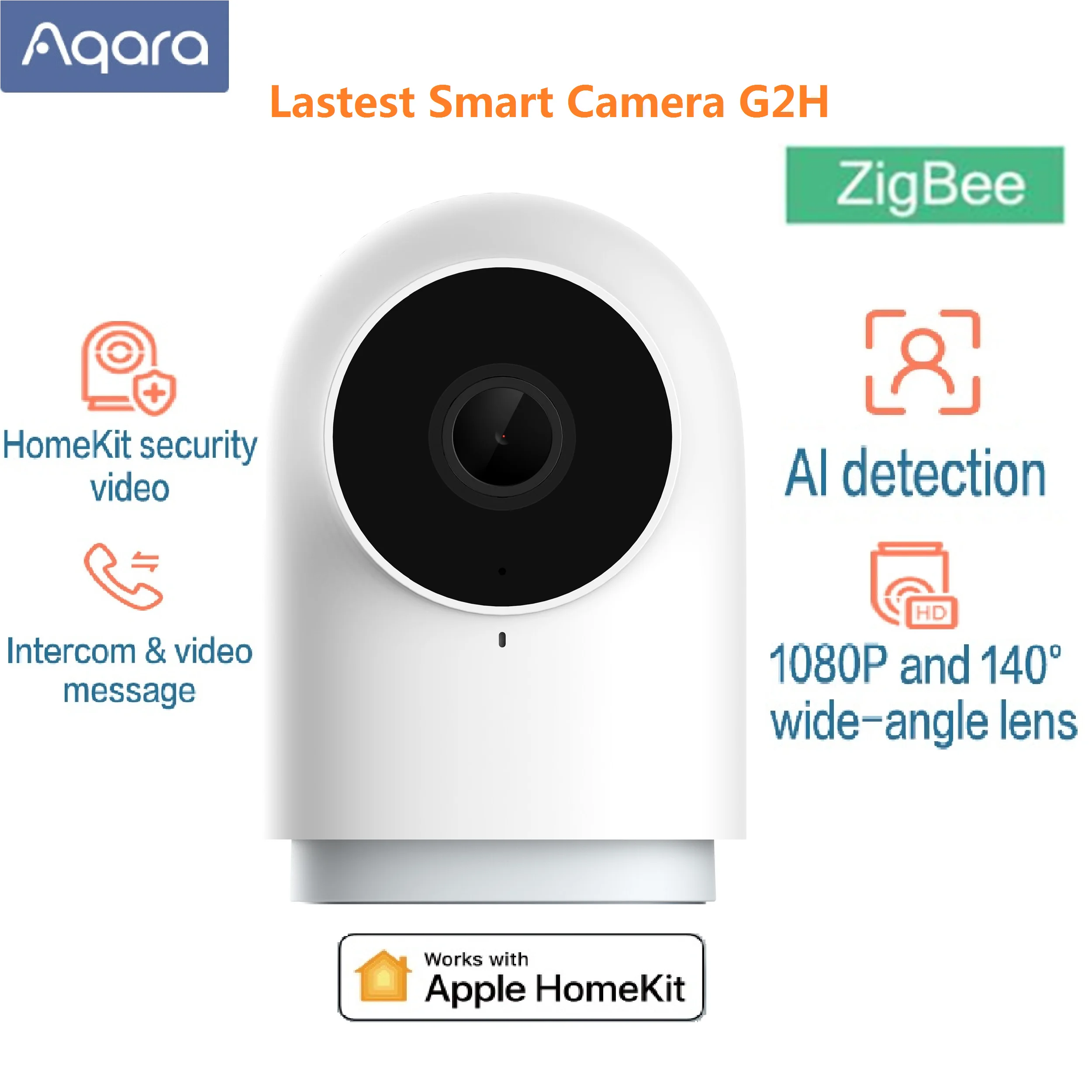 

Aqara G2H Camera 1080P HD Night Vision Mobile For Apple HomeKit APP Monitoring G2 H Zigbee Smart home security Camera 4 color