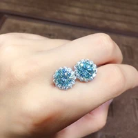 stud earrings for women solid s925 silver shine blirng real diamond bridal wedding engagement fine jewelry drop shipping