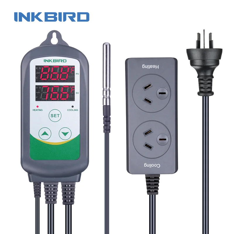 AU socket Inkbird ITC-308 цифровой регулятор температуры на выходе термостат тепла и охлаждения, Carboy, ферментер, теплицы террариума Temp - Цвет: AU socket