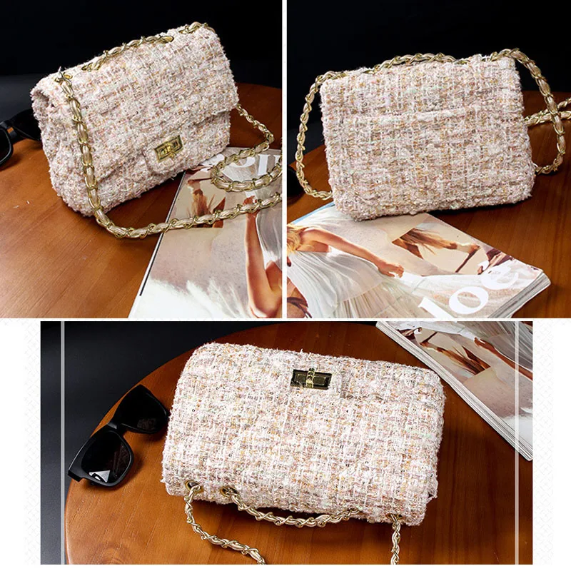 Женская шерстяная клетчатая сумка с двойным клапаном сумочка в клетку кошелек 2020