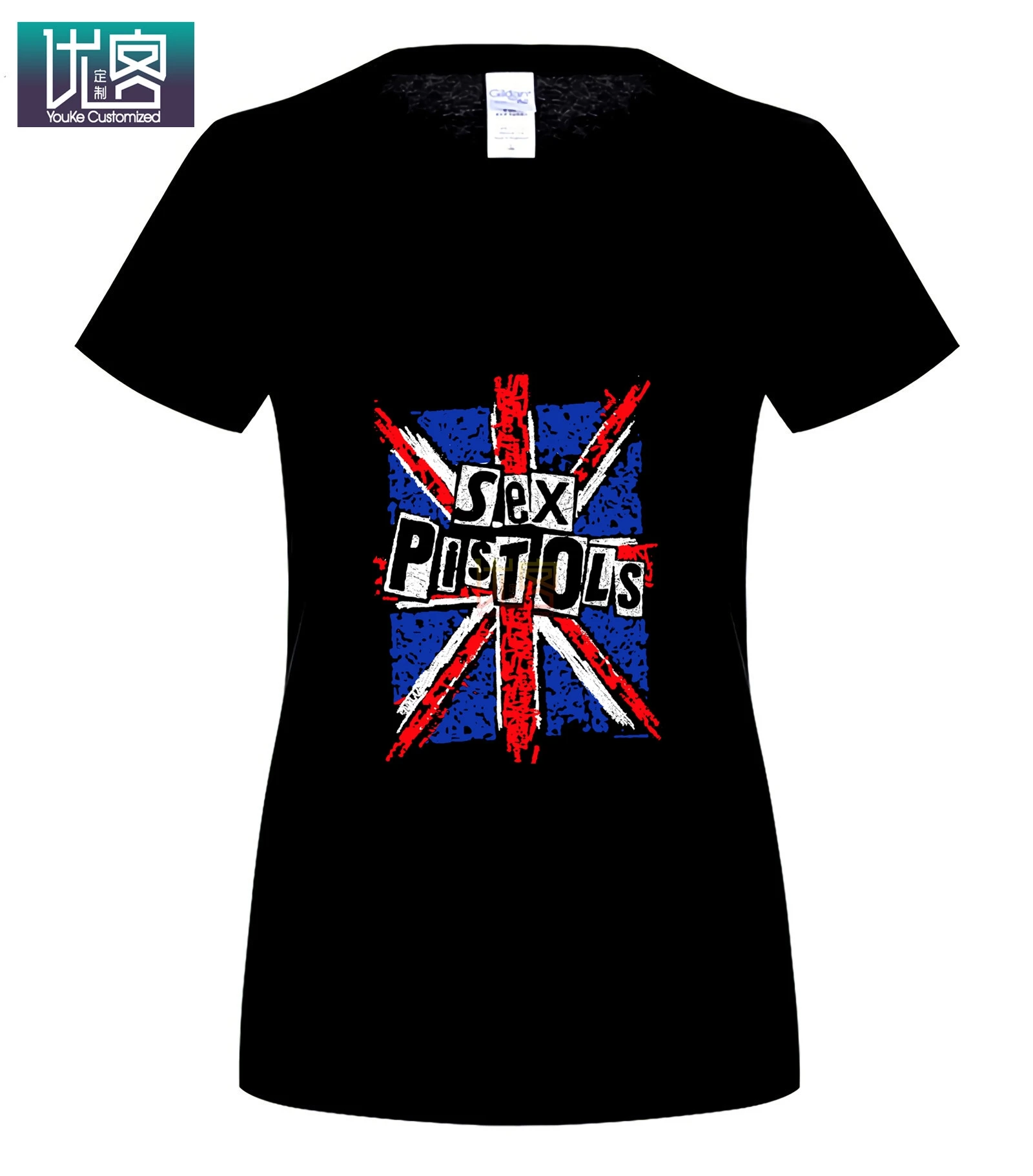 Sex Pistols Union Jack Женская Футболка-Черный удивительный короткий рукав Уникальный Повседневный короткий рукав Топ Хлопок Футболка подарок - Цвет: Women Black